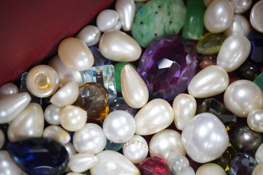 A small collection of assorted unmounted stones and paste. Condition - poor to fair